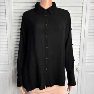 MICHAEL LAUREN Black Nobel Button Down Blouse Size Medium